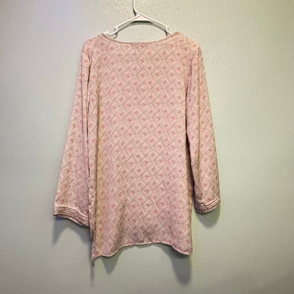 Women's Sigrid Olsen Grey Pink Geometric Tunic Top M - Picture 9 of 9